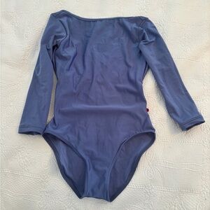 Blue boatneck 3/4 sleeve yumiko leotard